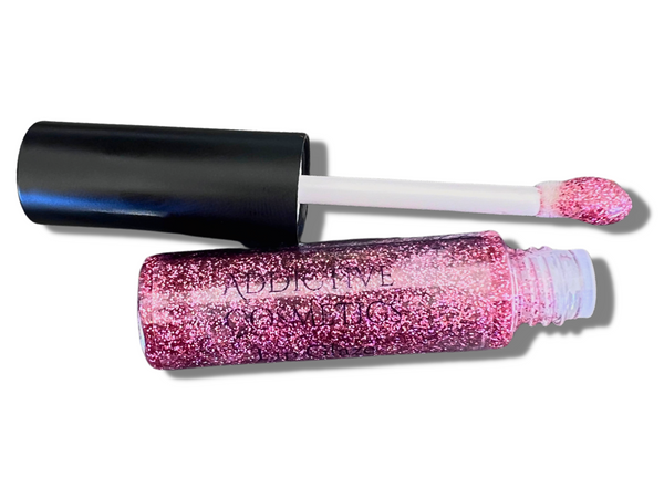 MISS KISS Liquid Lip Glaze - Holographic Rose and Gold Glitter Lip Gloss- Vegan Friendly, Cruelty Free