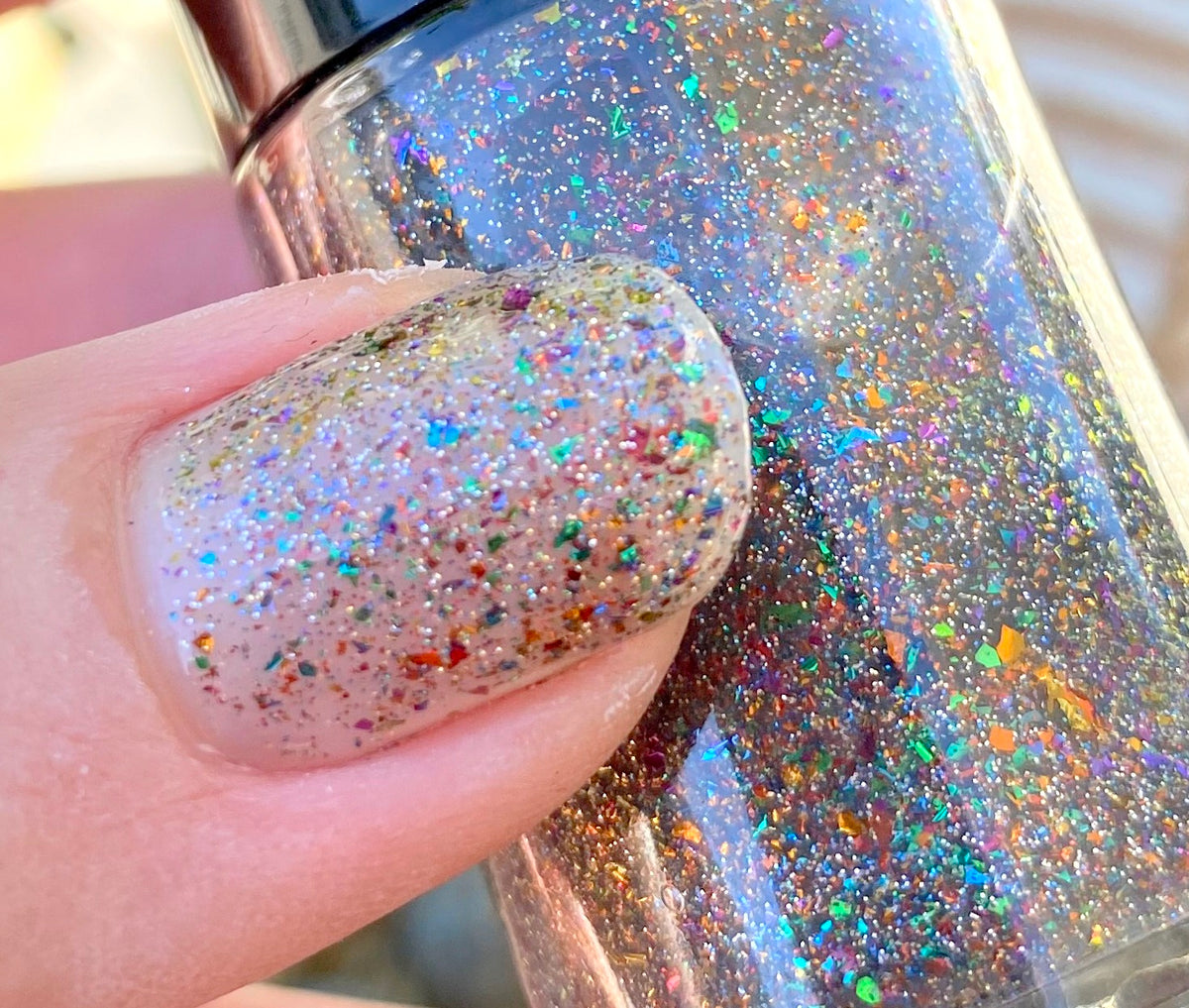 Silver Rainbow Holographic Vegan Nail Polish Silver Glitter Holo